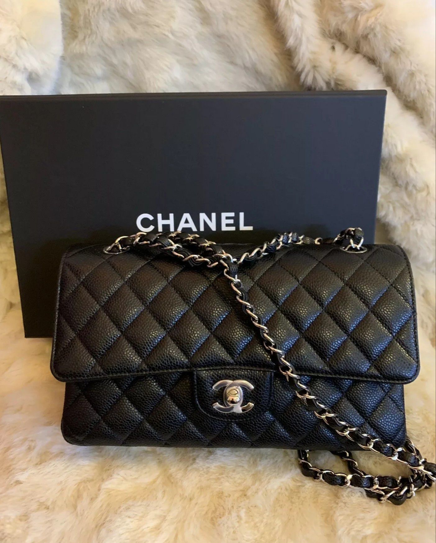 Chanel Classic Med Flap Purse Bag with Authenticity Certificate