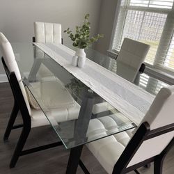 72” L X 42” W Glass Table With 4 Chairs