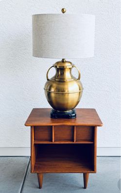 Brass WILDWOOD Urn Table Lamp with Linen Shade