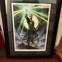Green Lantern Picture, And Framed collectible 18X24 Signed