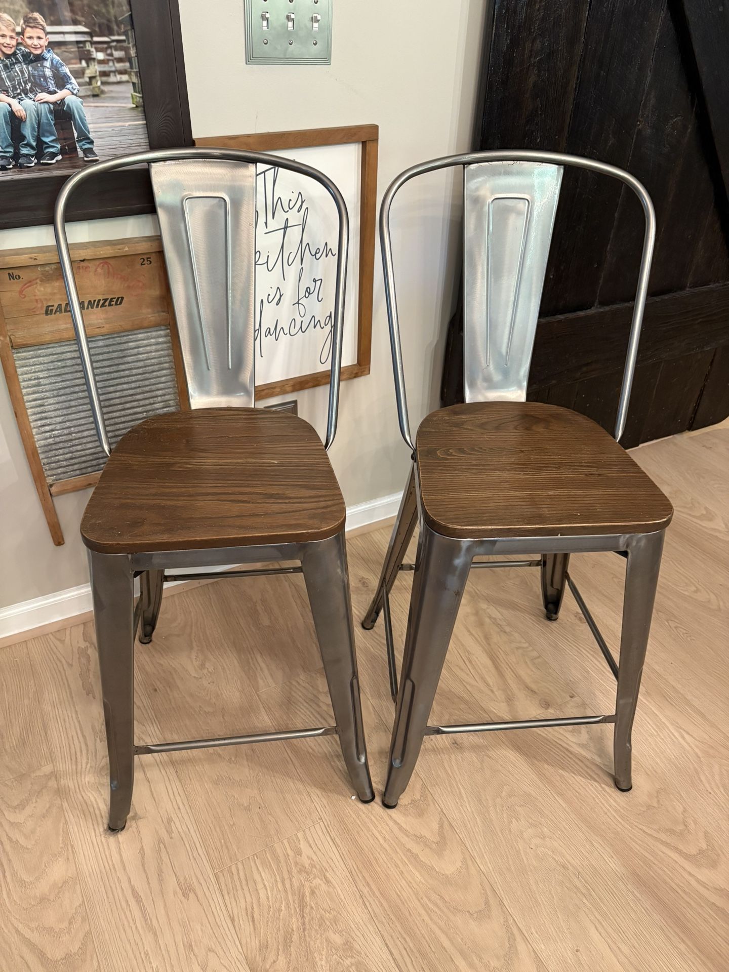 2 Farmhouse Counter Height Stools 