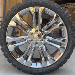 24” CHEVY Chrome CK159 Wheels Yukon Sierra Tahoe Silverado 33” Mud MT Tires -WE FINANCE