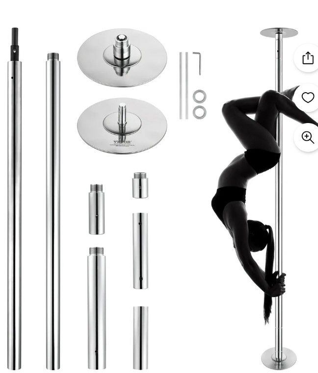 Professional Dancing Pole, Spinning Static Dancing Pole Kit, Portable Removable Pole, 45mm Heavy-Duty Stainless Steel Pole, Height Adjustable