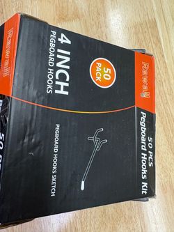 New in box lot of 50 four inch peg board retail hanging hooks