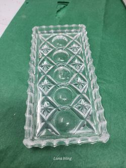 Clear Pressed Glass Rectangular Serving Tray