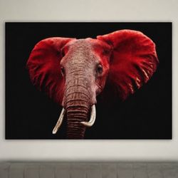 Red Elephant Glass Wall Art
