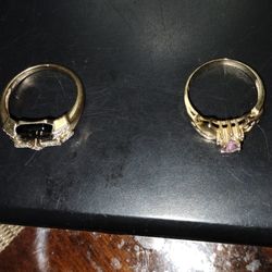 2 Anillos De Oro De 14 Kilates De Mujer 