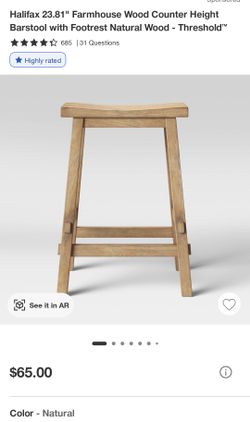 New in Box Threshold Counter Stool Natural Wood