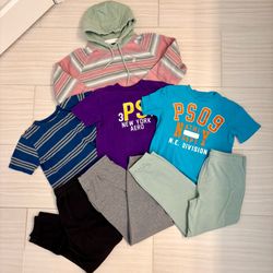 Kids / boys clothes lot - 7 pieces total - all for $10! 3 New Sweatpants, 3 Tops : PLACE & Aeropostale, 1 Hoodie, sz 8-10