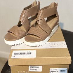 New Leather Ankle Strap Wedge Sandals