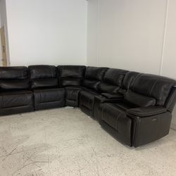 Top Grain Leather Sectional With Power Recliners