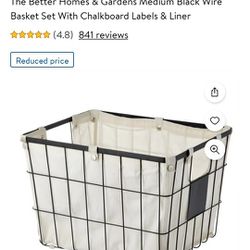 Black Metal Wire Medium Size Storage Basket with Liner