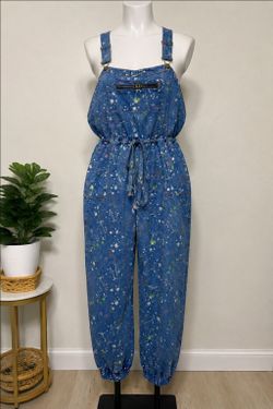TAXI Women’s Denim Paint Splatter Overalls Jumpsuit Size 2X New Without Tags