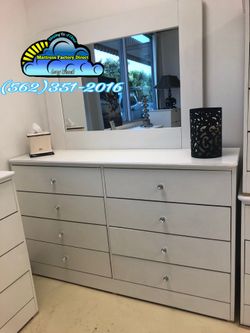 White eight drawer dresser with Diamond knobs new chest cajonera Comoda de Pino