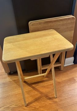 Set of 3 Folding Wood TV Trays