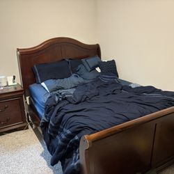 Queen Bed Frame + Mattress + Night Stand