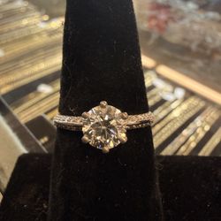 14KT White Gold Solitaire W/ Lane Grown Diamond 42588-1