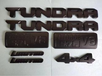 7 Pcs Overlay Matt Black Blackout Emblem Letter For 14-21 TUNDRA Limited 4X4  TT7