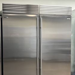 Sub Zero 72”Wide Built In Side By Side Refrigerator Set In Stainless Steel 