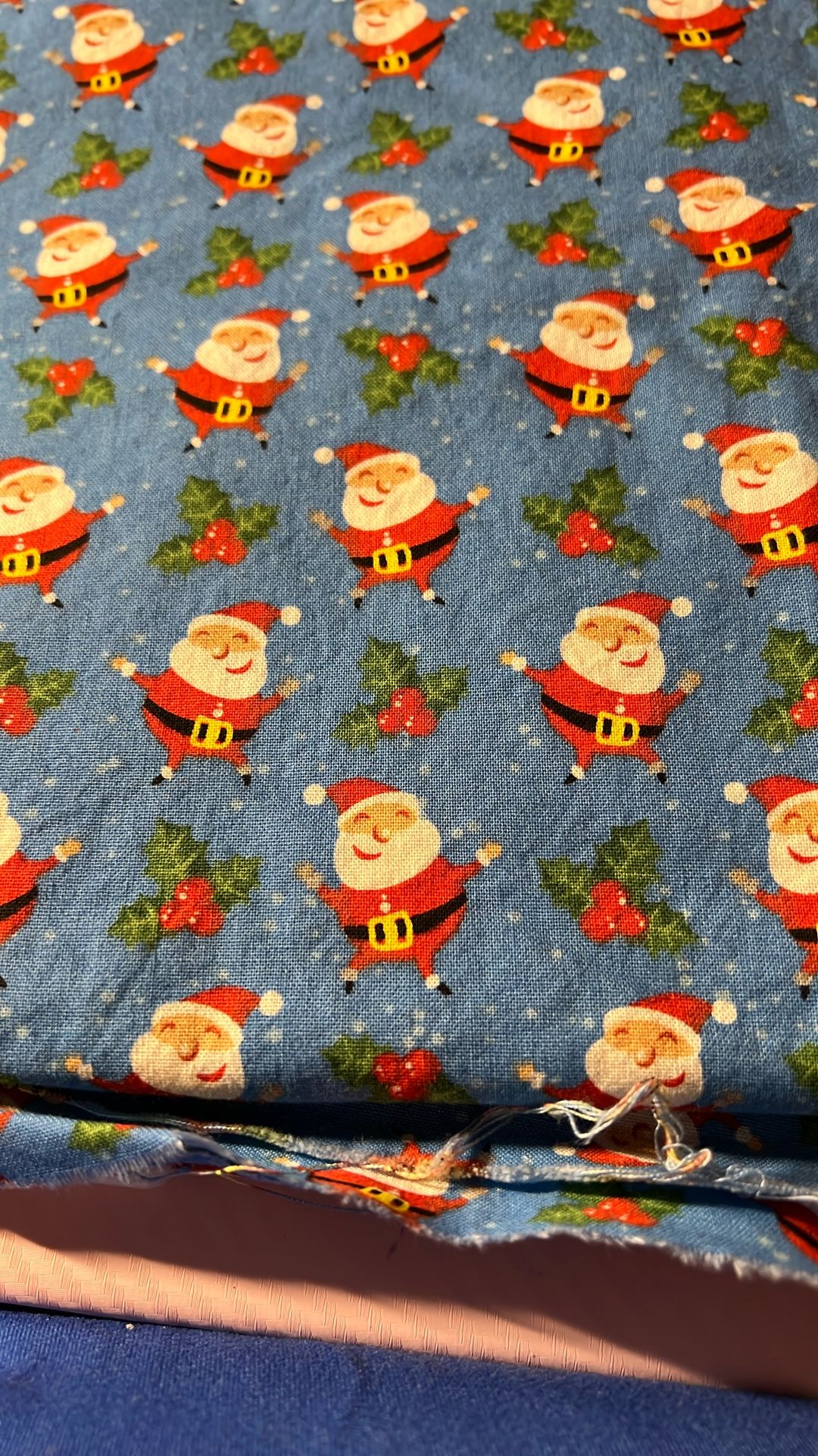 Fa-6 Christmas Blue Santas Fabric