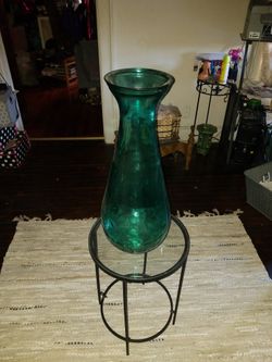 Emeral Green 2ft Tall Glass Vase