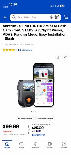 Vantrue S1 Pro 3K HDR Mini AI Dash Cam – Brand New