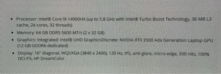 HP ZBook Fury G11 - 64GB RAM Intel i9 Nvidia A3500 2TB