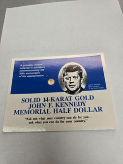 14k Gold John F. Kennedy Memorial Half Dollar 3 grains.