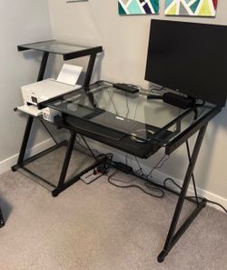 Glass computer desk