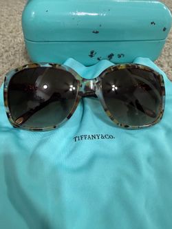 Tiffany & Co. TF4127 “X” Collection Oversized Square Blue Tortoise Shell Sunglasses