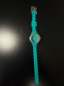 Geneva Teal Braided Silicone Band Watch