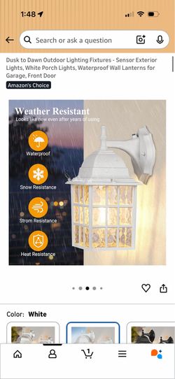 White Dusk-to-Dawn Outdoor Wall Light Fixture – Waterproof Exterior Lantern