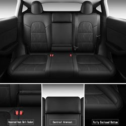 Tesla Model Y Seat Cover Full Set, Faux Leather Tesla Car Seat Cover #2913M  T7-3