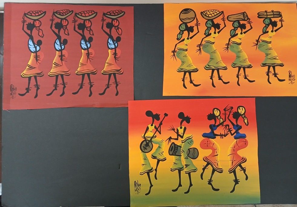 African Tribal Batik Art, Signed, Unframed
