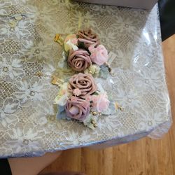 Dusty Rose Corsages with Bracelet and Clips