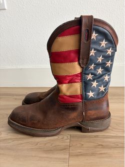 Durango Rebel American Flag Western Work Boots Men’s 10EE Brown Leather