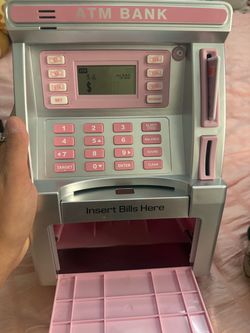 Pink Kids ATM Bank Toy with LCD Screen for saving money
