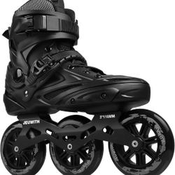 Jeuwith Adult Unisex 3 Wheels Inline Skates, 110mm Wheels