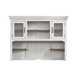 Home Office 63x52" Wood Credenza Hutch in White/Oak $350