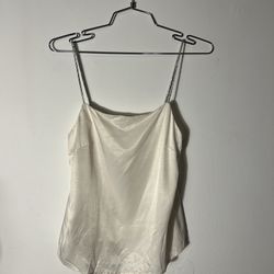 XS satin Cami W Rhinestone Straps. NWT