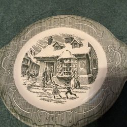 (2) Handled Cake Plate- the Old Curiosity Shop (green)