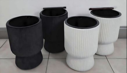*** NEW LOW PRICE *** PAIRs of 15" Gray / White Textured Planters (2 for $40) @ Lasting Creations