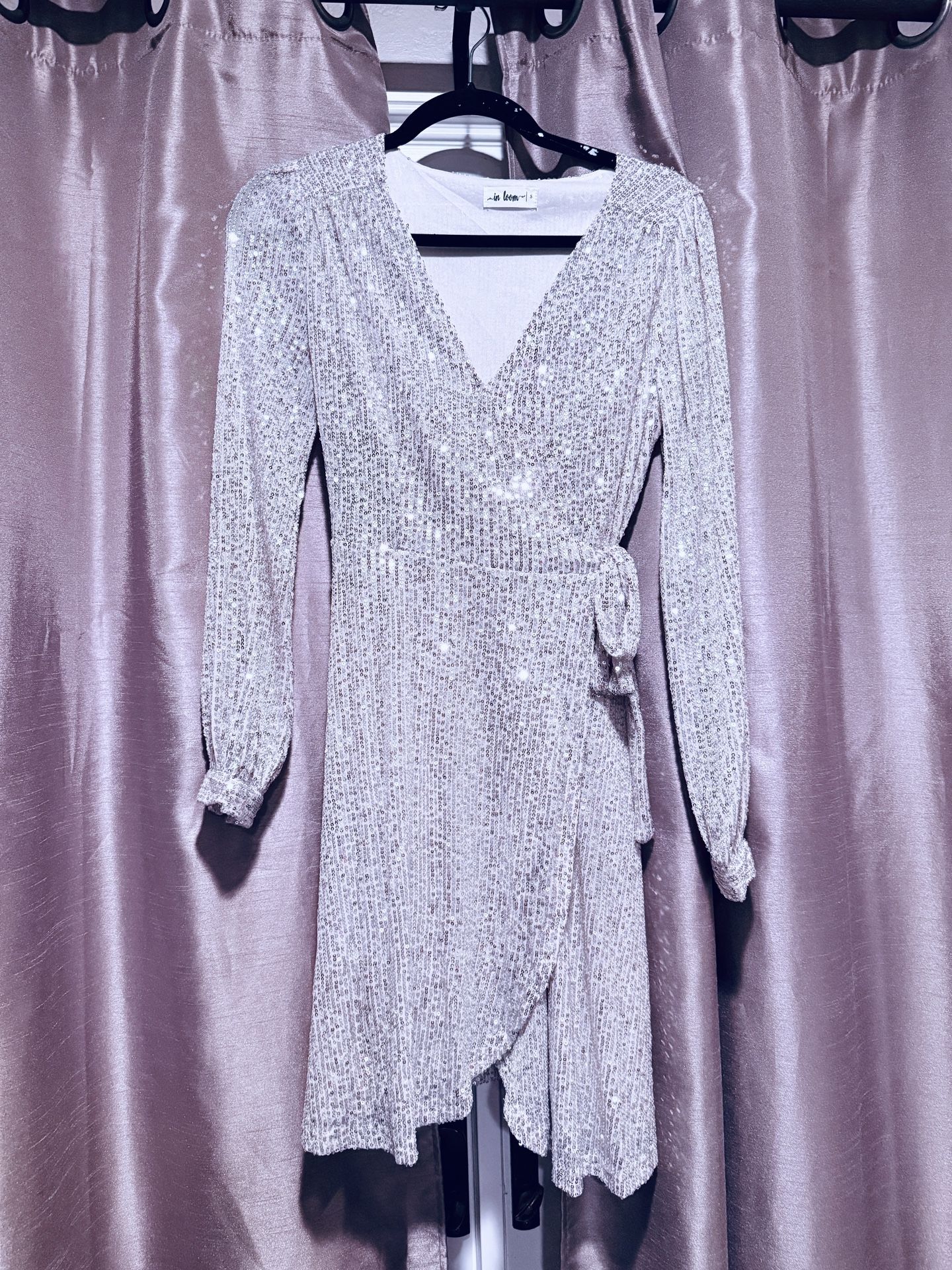 Silver Sequin Party Dress - Size small
