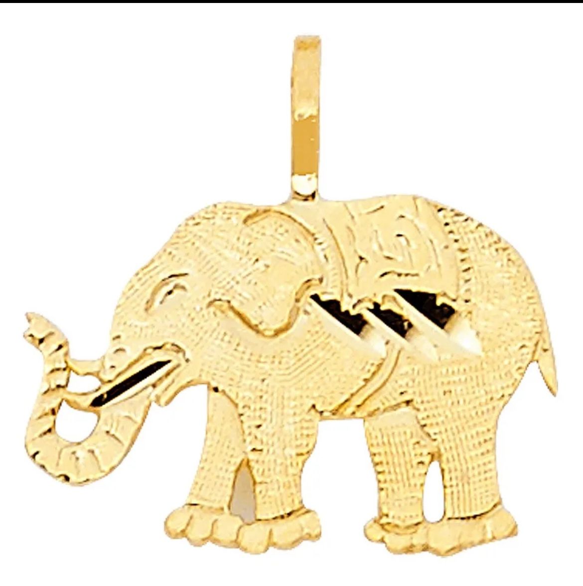 14K Italian Gold Elephant Animal Flat Small Charm Pendant