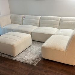 Cloud Sectional Sherpa Ivory Cubic Couch Modular 6 Pieces 
