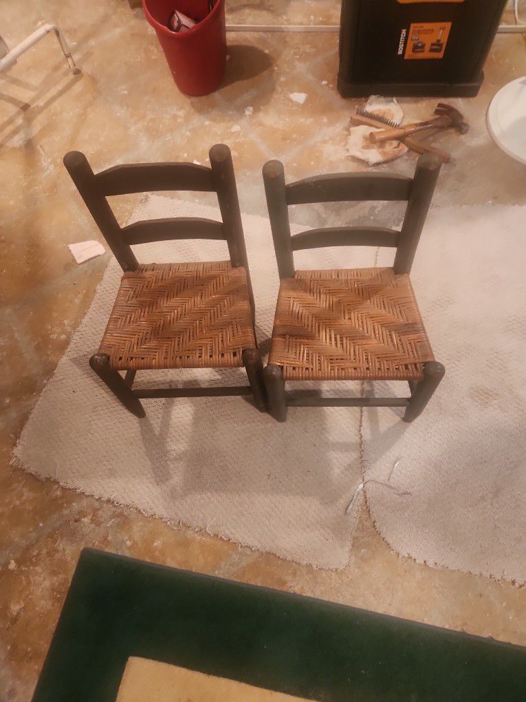Antique Child Size Basket Weave Chairs