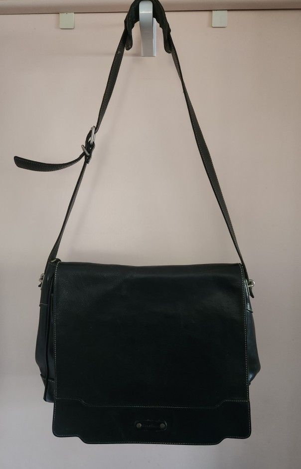 Cole Haan Black Pebbled Leather Messenger/Brief Bag 16"×12×4 $49 FIRM