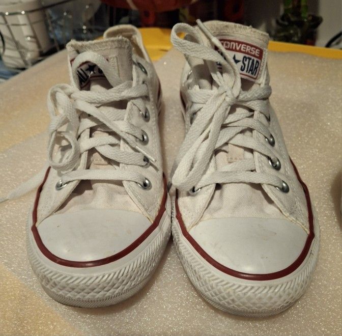 White Converse Are Siize 7 1/2 Black Puma Size 11 Any One $15 Both Like New