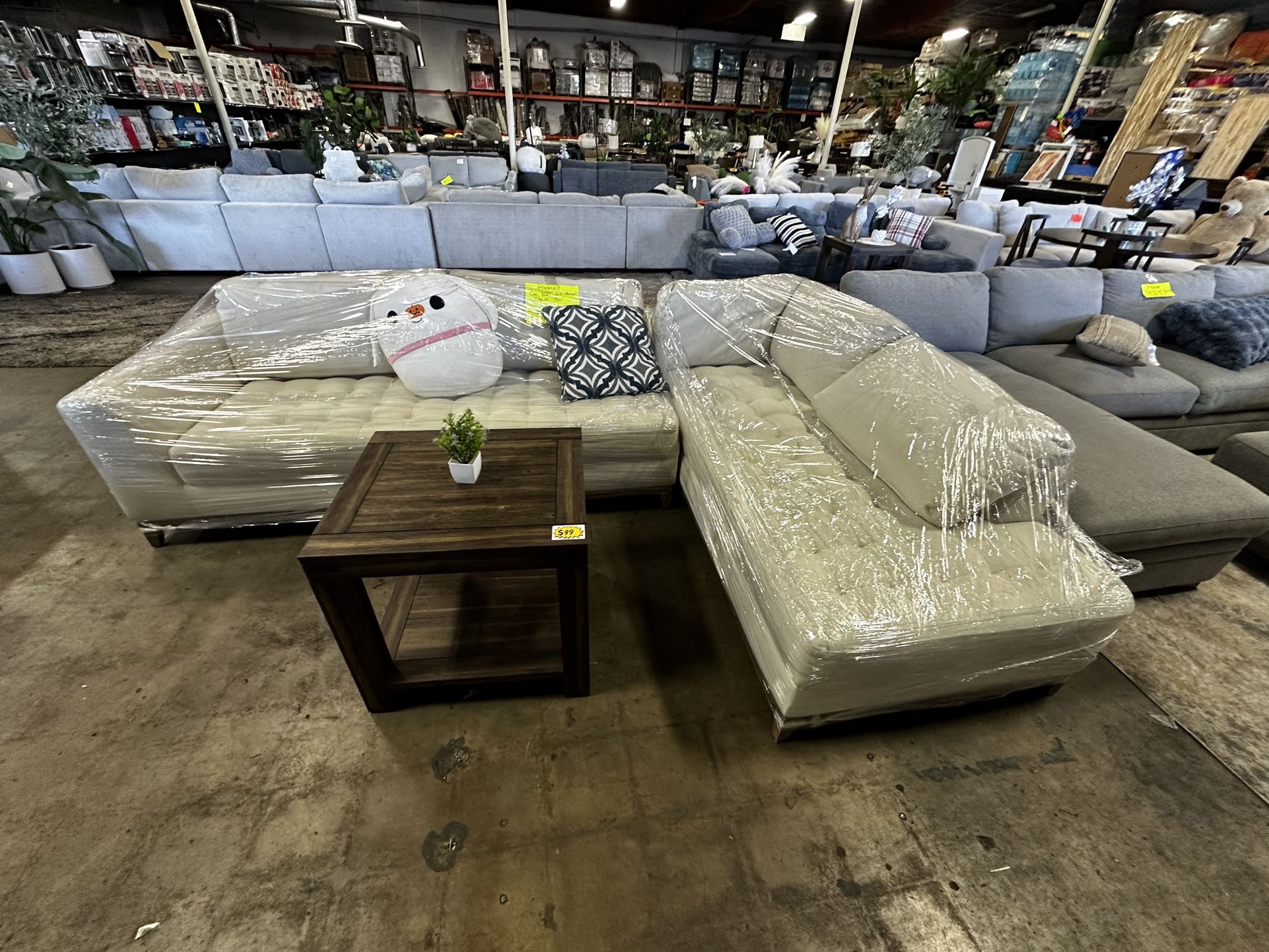 Thomasville White Fabric Sectional Sofa