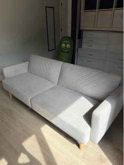 Chloe Futon Sofa Bed, Light Gray Fabric